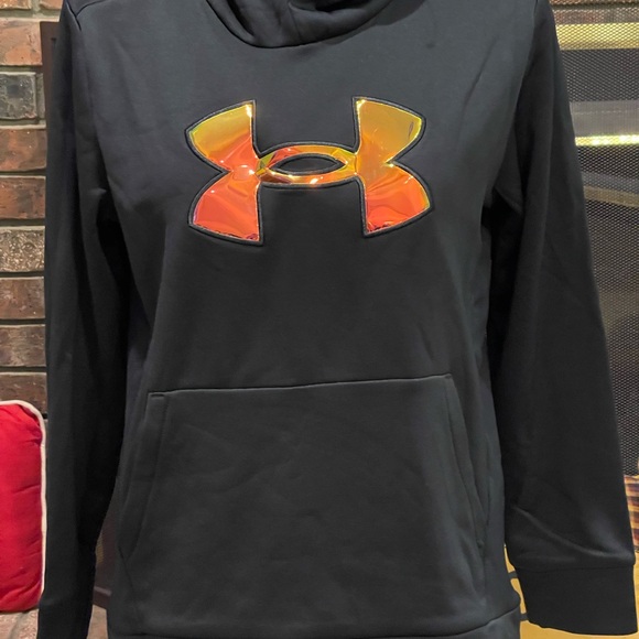 Under Armour Black Fleece Hoodie with Iridescent Logo - Picture 2 of 4